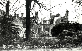 Ruins of Odell Castle following the fire
